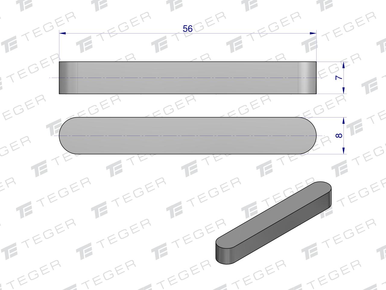 Wpust pryzmatyczny 8x7x56 TEGER, (sprzedawane po 10)