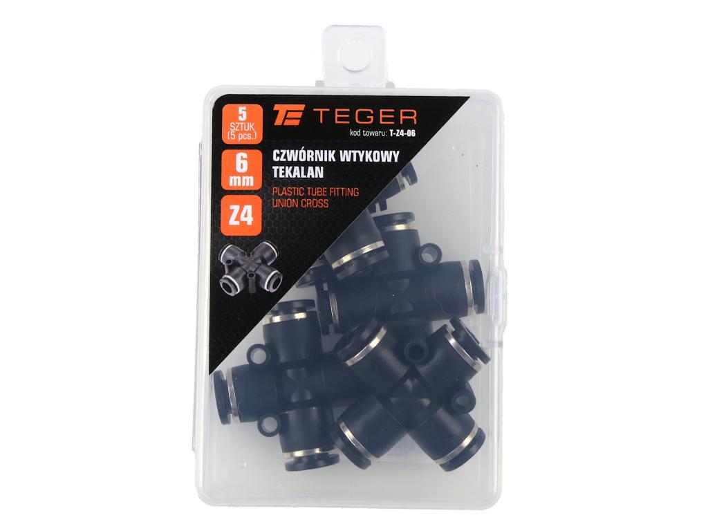 Czwórnik wtykowy tekalan 6mm TEGER, (sprzedawane po 5)