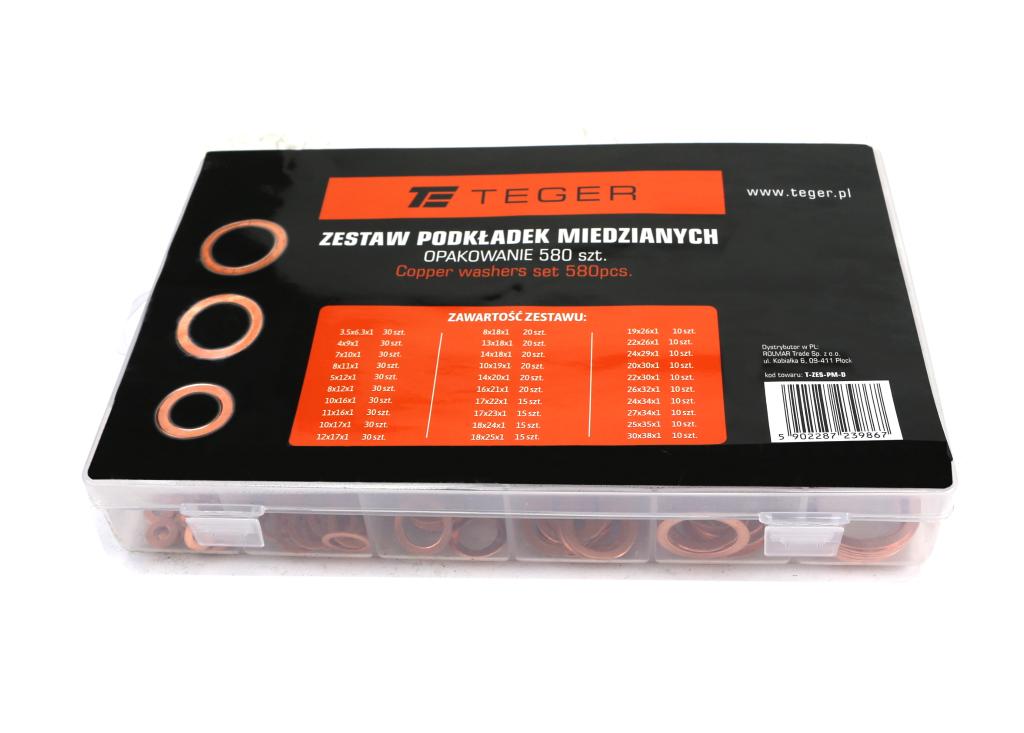 Zestaw podkładek miedzianych 580szt TEGER
