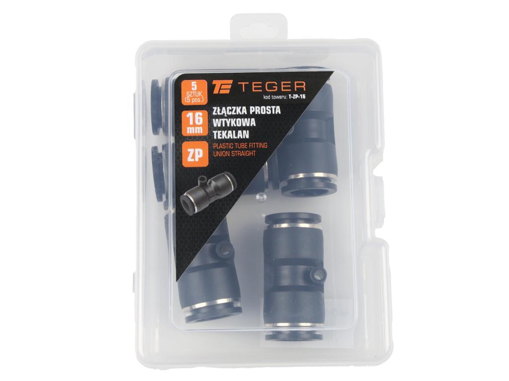 Złączka prosta wtykowa tekalan 16mm TEGER, (sprzedawane po 5)