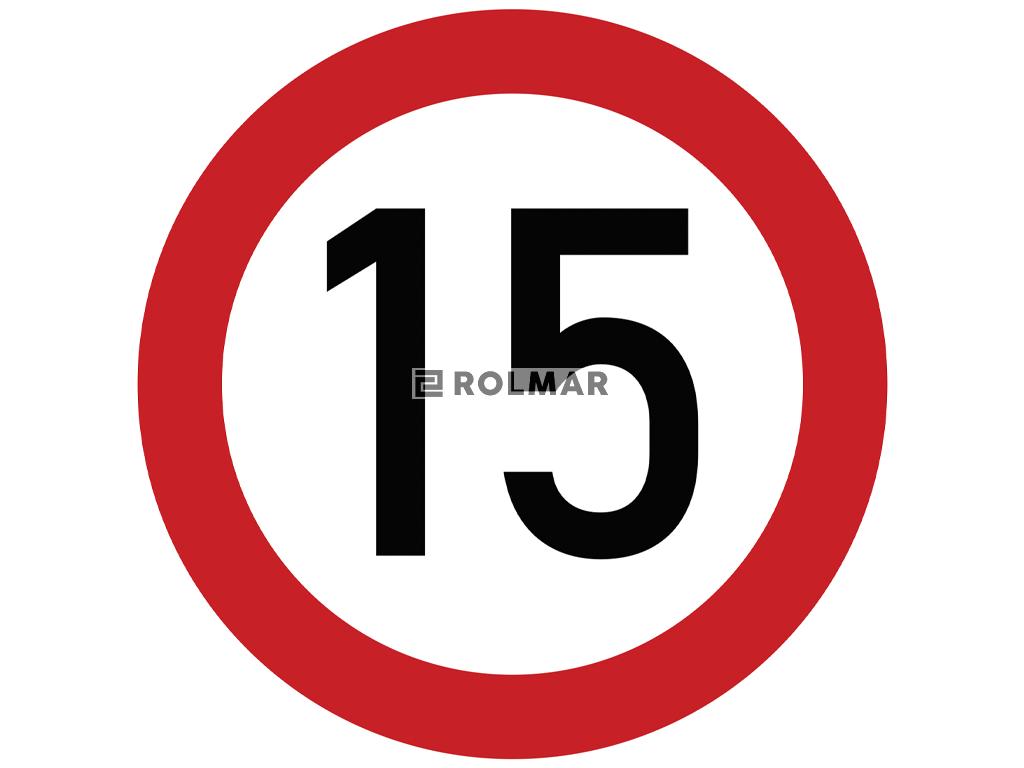 Naklejka laminowana limit prędkości 15 km/h- czerwona obwódka