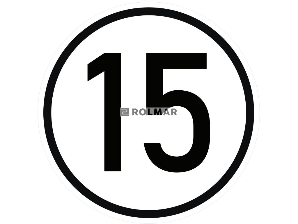 Naklejka laminowana limit prędkości v2 15 km/h- czarna obwódka