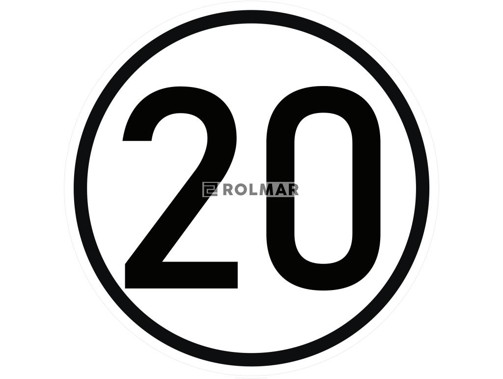 Naklejka laminowana limit prędkości v2 20 km/h- czarna obwódka