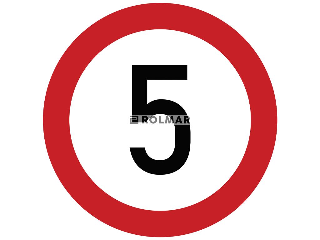 Naklejka laminowana limit prędkości 5 km/h- czerwona obwódka