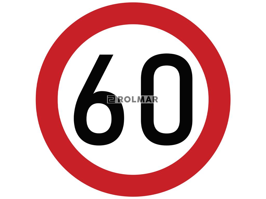 Naklejka laminowana limit prędkości 60 km/h- czerwona obwódka