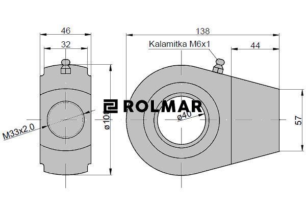 Ucho siłownika KT2.80 (UE2.80) łożysko GE40