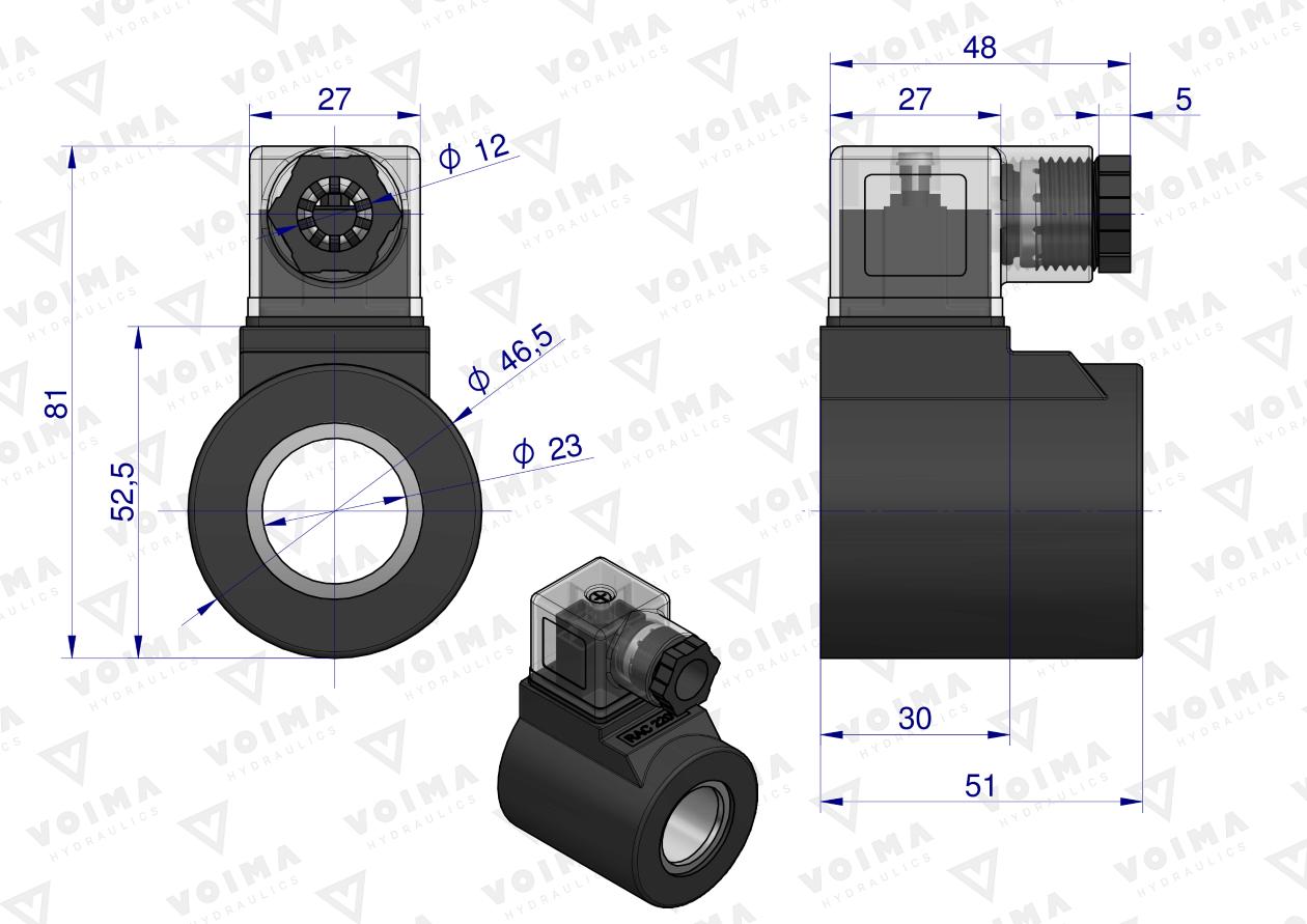 Cewka do rozdzielacza (elektrozawór CETOP 3 NG6) 50L 230V VOIMA