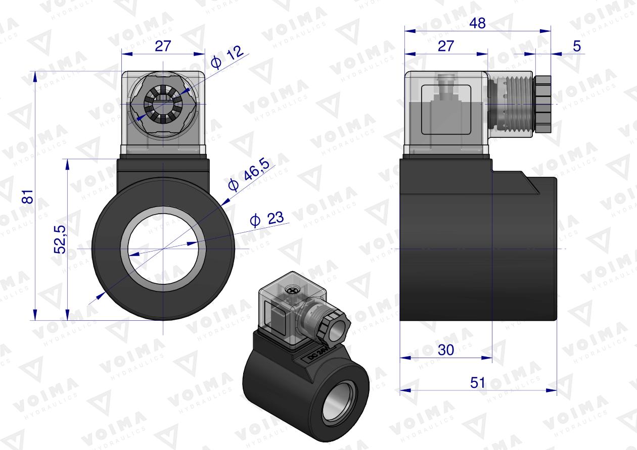 Cewka do rozdzielacza (elektrozawór CETOP 3 NG6) 50L 24V VOIMA