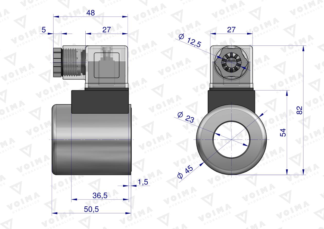 Cewka dzielnika elektrozaworu V-DVS-50L-3/8  V-DVS-50L-1/2  12V DC VOIMA