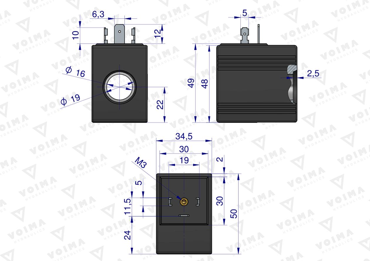 Cewka do rozdzielacza hydraulicznego 40L 12V VOIMA