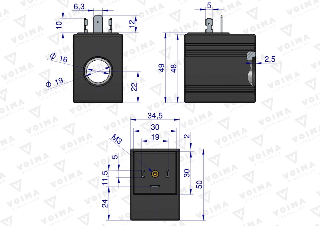 Cewka do rozdzielacza hydraulicznego 40L 24V VOIMA