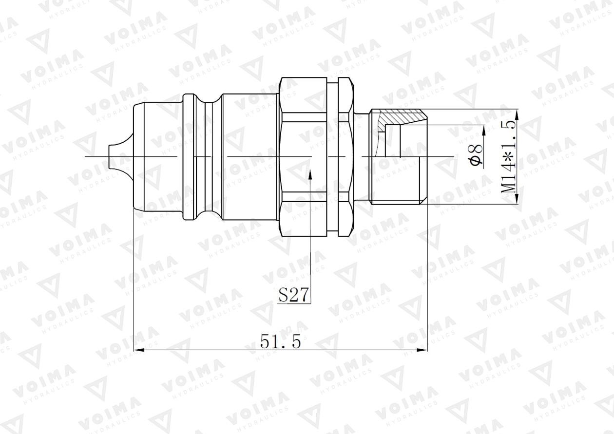 Szybkozłącze hydrauliczne wtyczka EURO M14x1.5 GZ (9100814W) VOIMA