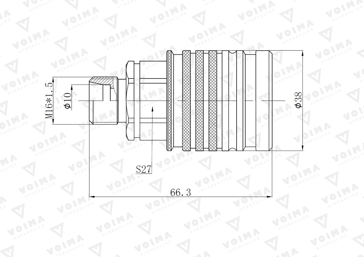 Szybkozłącze hydrauliczne gniazdo EURO M16x1.5 GZ Push-pull (9100816G) VOIMA