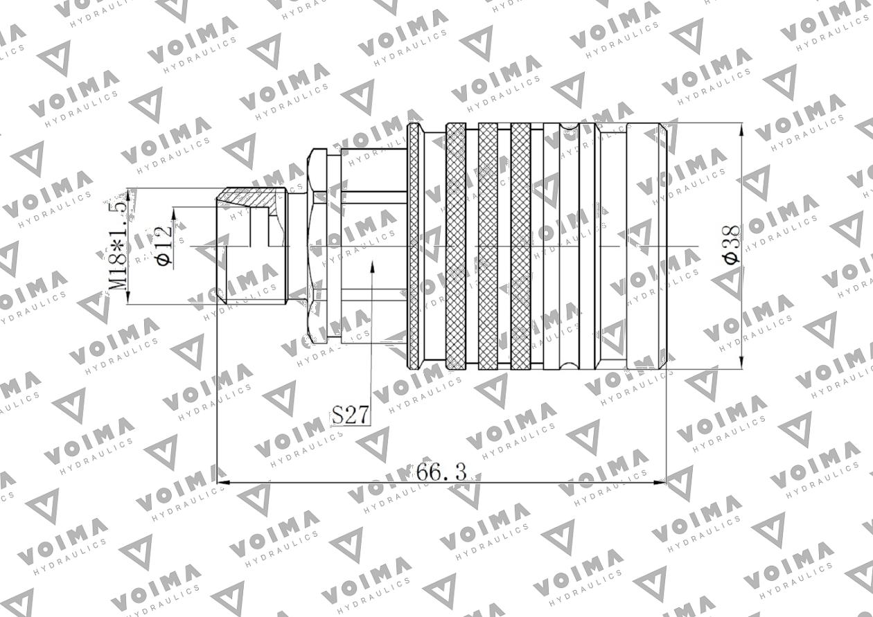 Szybkozłącze hydrauliczne gniazdo EURO M18x1.5 GZ Push-pull (9100818G) VOIMA (opakowanie 50szt)