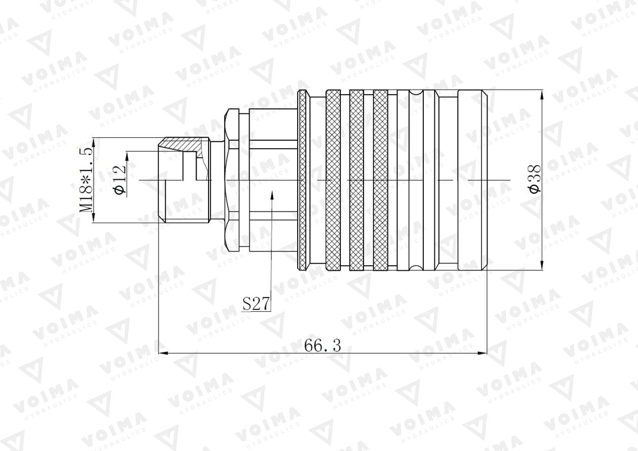 Szybkozłącze hydrauliczne gniazdo EURO M18x1.5 GZ Push-pull (9100818G) VOIMA