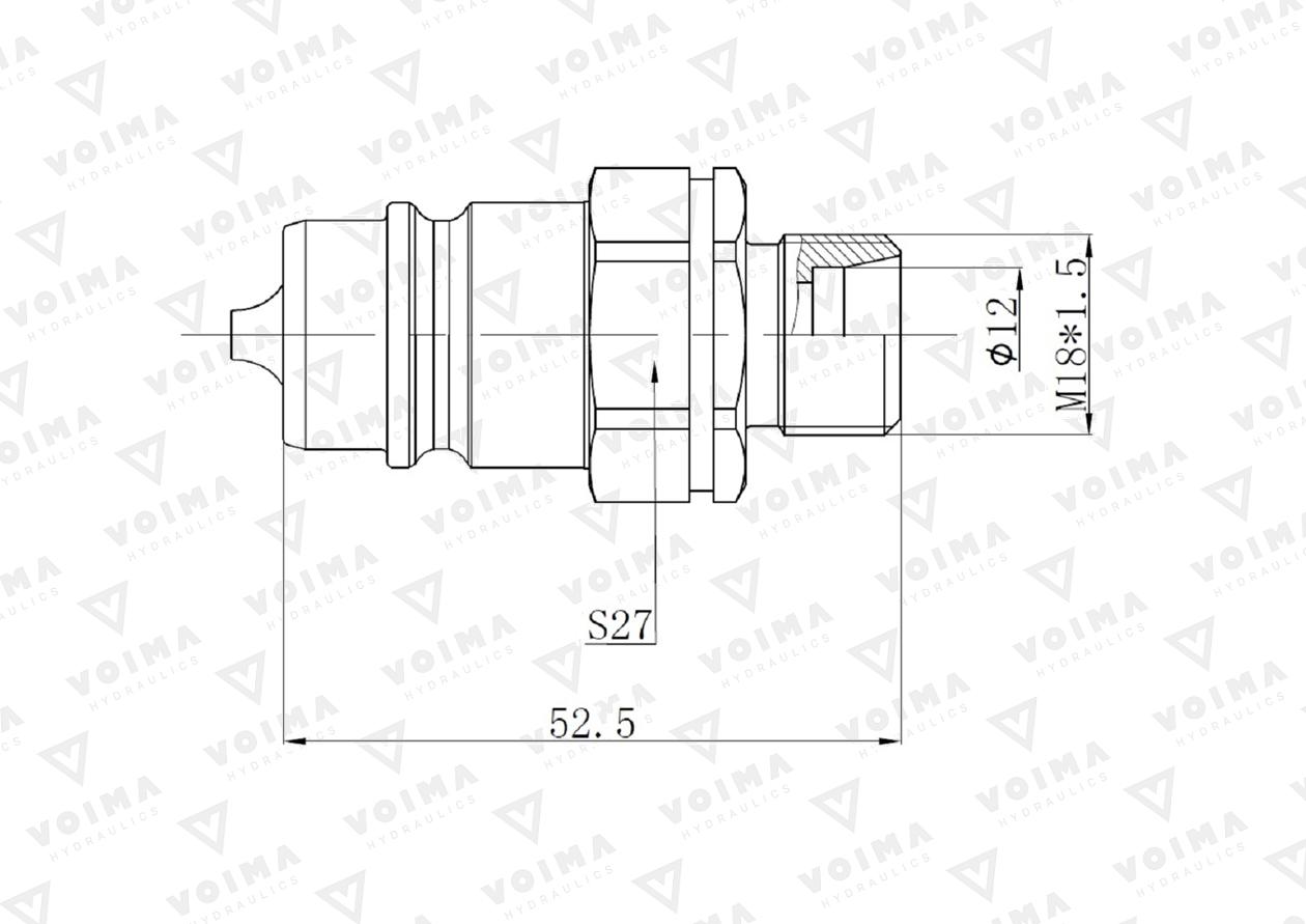 Szybkozłącze hydrauliczne wtyczka EURO M18x1.5 GZ (9100818W) VOIMA (opakowanie 50szt)