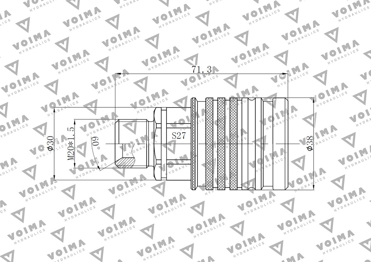 Szybkozłącze hydrauliczne gniazdo EURO M20x1.5 GZ Push-pull (9100820G) VOIMA
