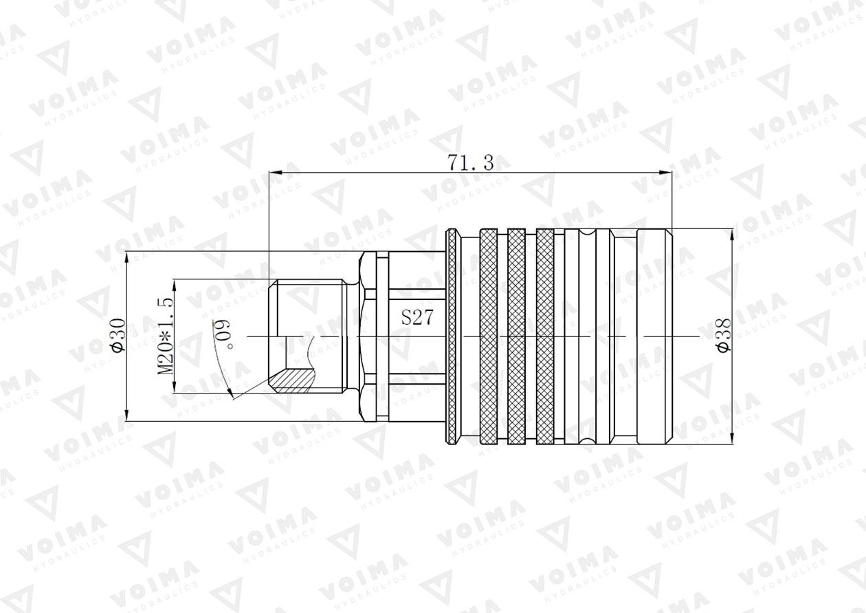 Szybkozłącze hydrauliczne gniazdo EURO M20x1.5 GZ Push-pull (9100820G) VOIMA