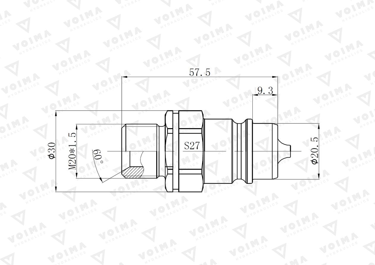 Szybkozłącze hydrauliczne wtyczka EURO M20x1.5 GZ (9100820W) VOIMA