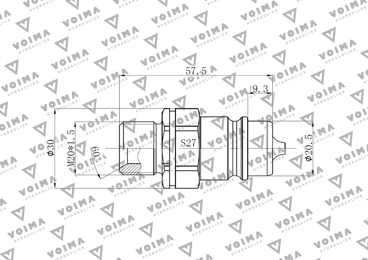 Szybkozłącze hydrauliczne wtyczka EURO M20x1.5 GZ (9100820W) VOIMA