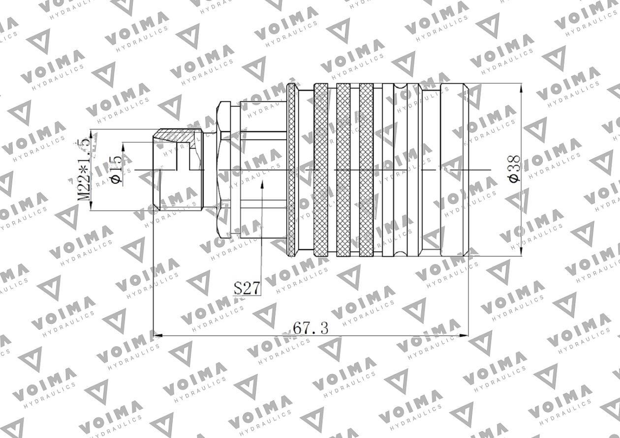 Szybkozłącze hydrauliczne gniazdo EURO M22x1.5 GZ Push-pull (9100822G) VOIMA (opakowanie 50szt)