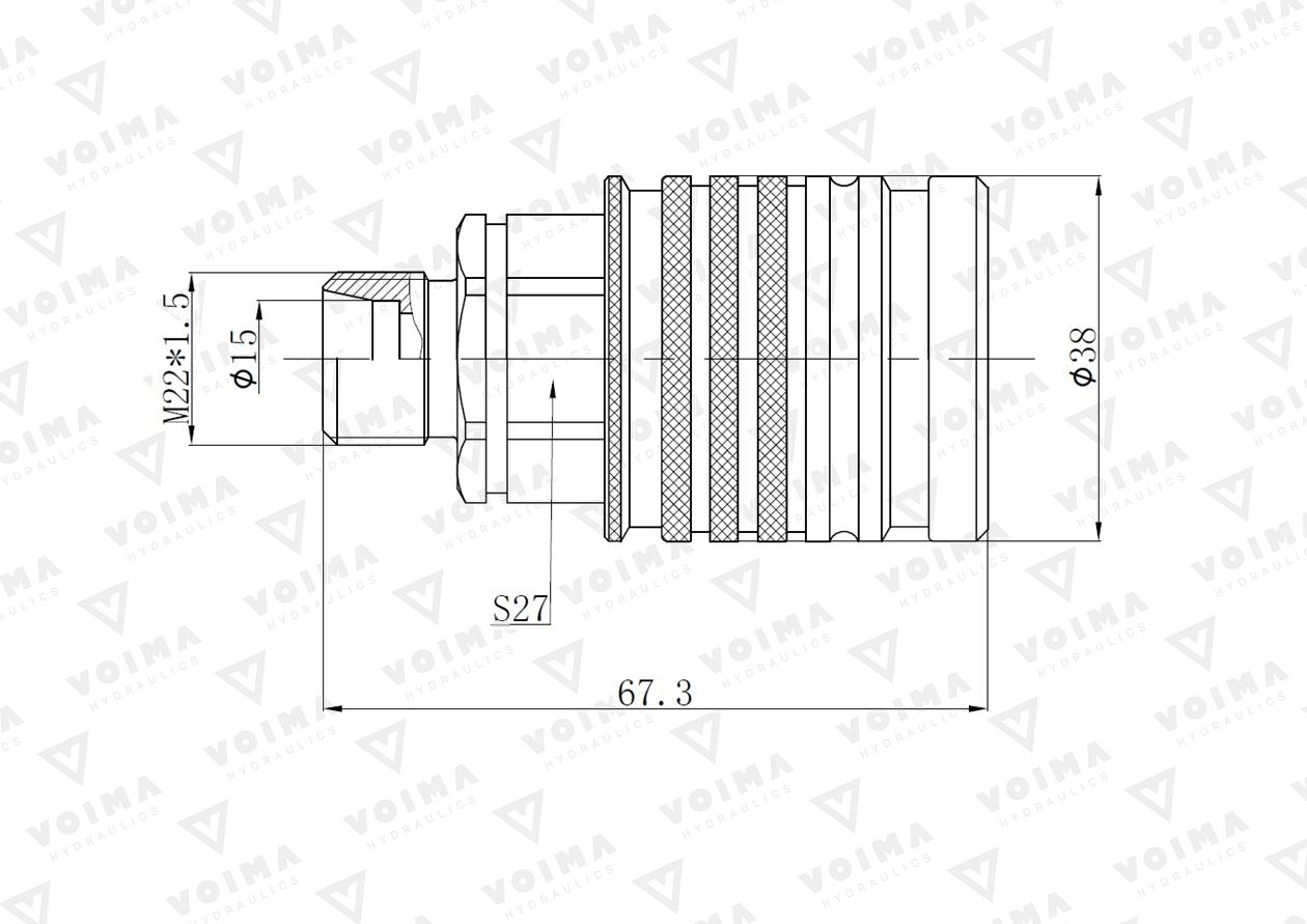 Szybkozłącze hydrauliczne gniazdo EURO M22x1.5 GZ Push-pull (9100822G) VOIMA