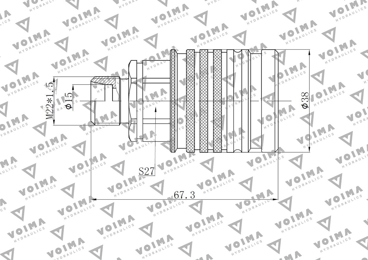 Szybkozłącze hydrauliczne gniazdo EURO M22x1.5 GZ Push-pull (9100822G) VOIMA