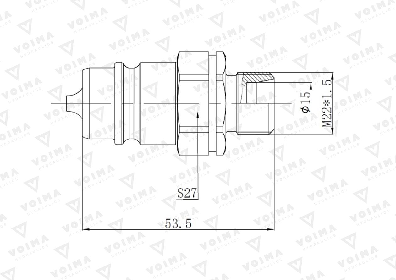 Szybkozłącze hydrauliczne wtyczka EURO M22x1.5 GZ (9100822W) VOIMA (opakowanie 50szt)