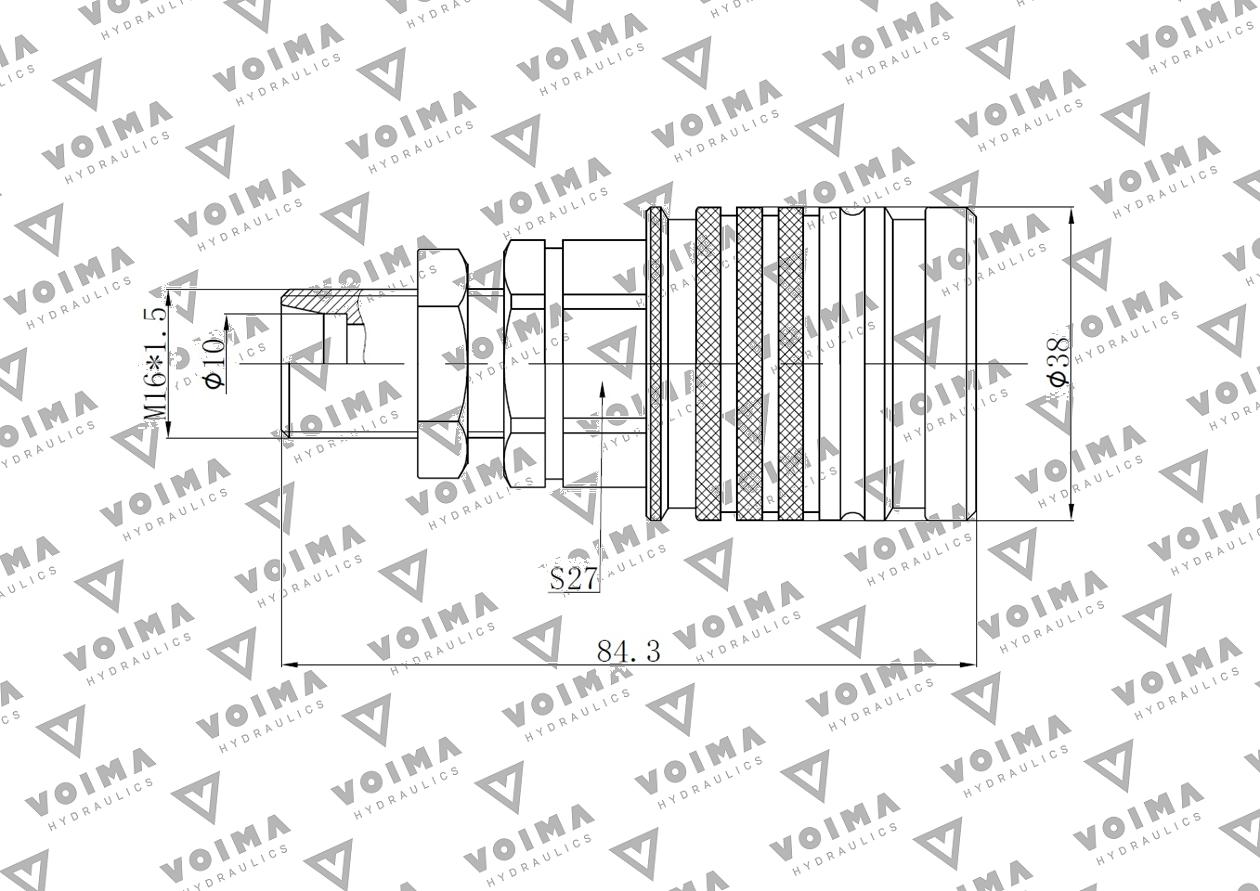 Szybkozłącze hydrauliczne gniazdo EURO M16x1.5 GZ Push-pull long (9100816GL) VOIMA