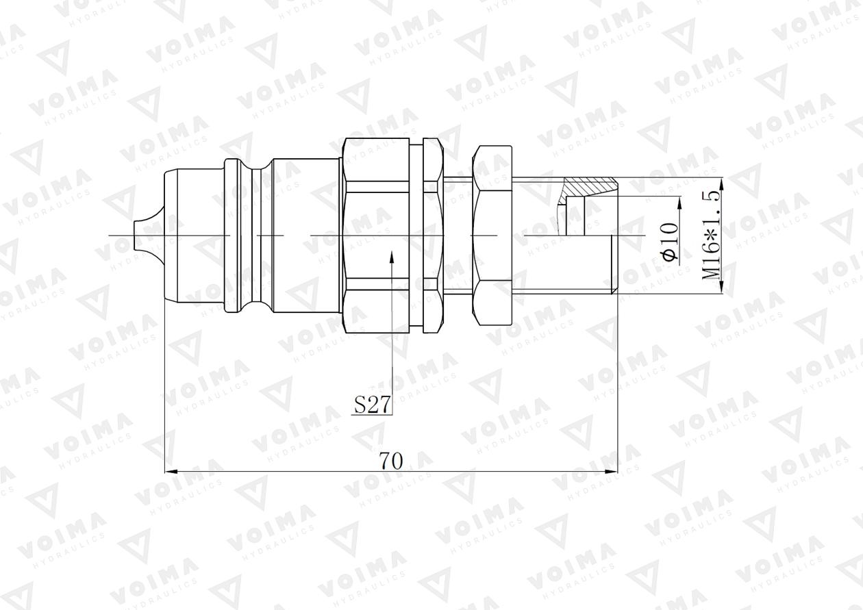 Szybkozłącze hydrauliczne wtyczka EURO M16x1.5 GZ long (9100816LW) VOIMA