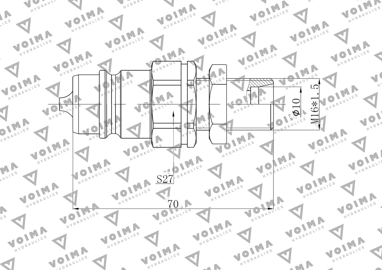 Szybkozłącze hydrauliczne wtyczka EURO M16x1.5 GZ long (9100816LW) VOIMA