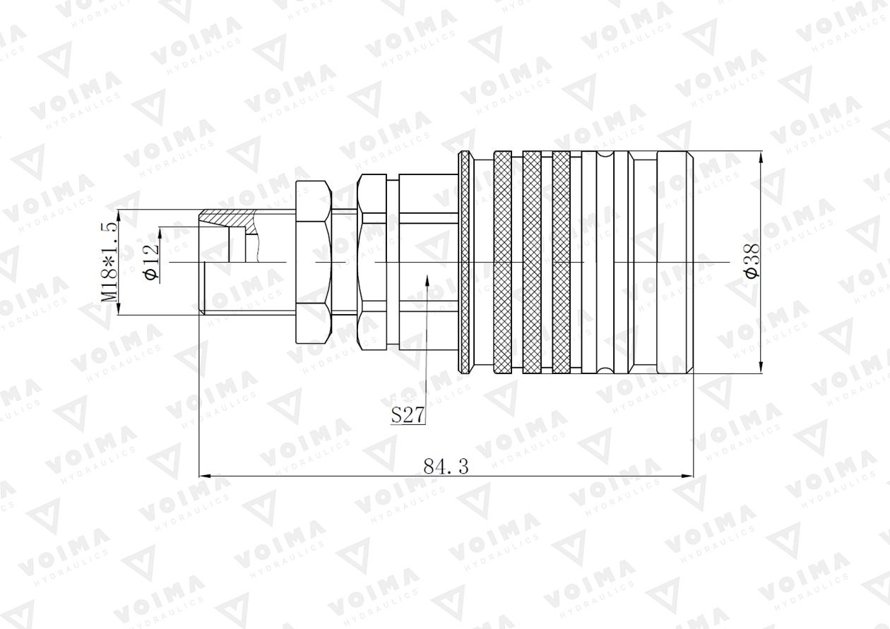 Szybkozłącze hydrauliczne gniazdo EURO M18x1.5 GZ Push-pull long (9100818GL) VOIMA