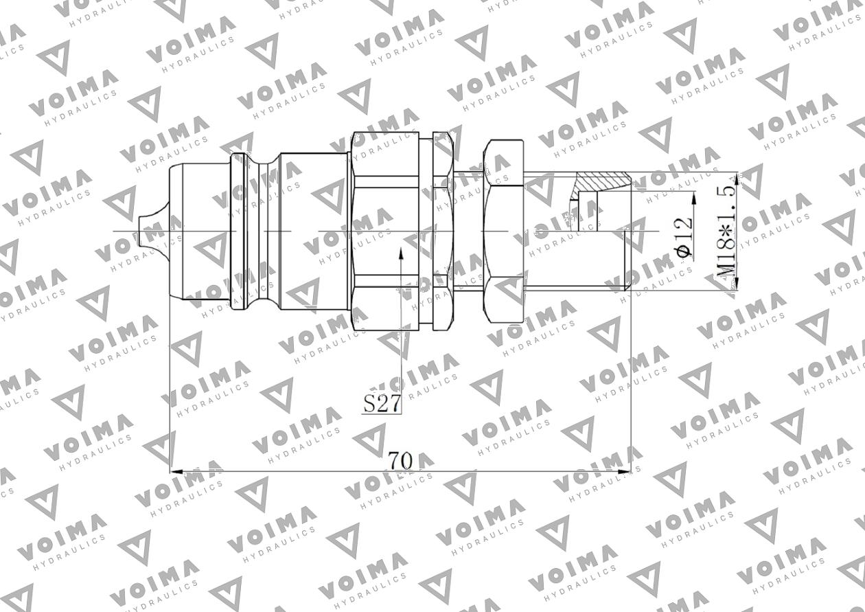 Szybkozłącze hydrauliczne wtyczka EURO M18x1.5 GZ long (9100818LW) VOIMA (opakowanie 50szt)