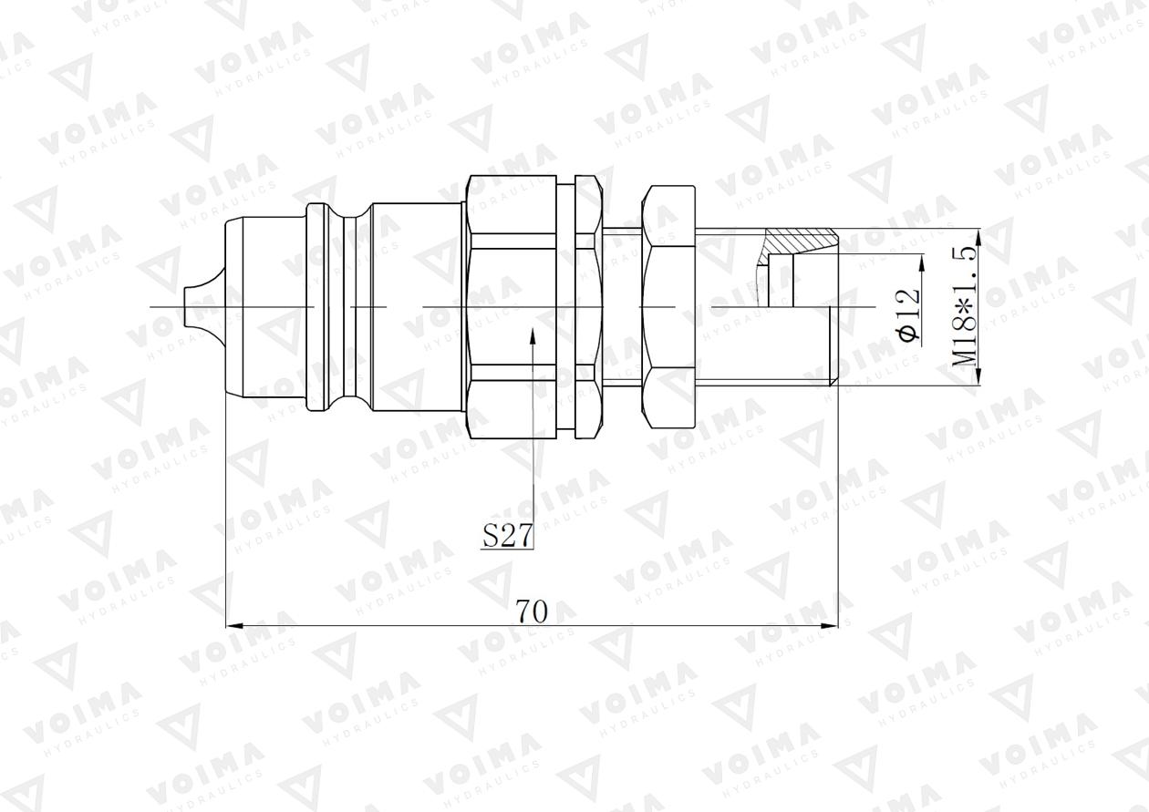 Szybkozłącze hydrauliczne wtyczka EURO M18x1.5 GZ long (9100818LW) VOIMA