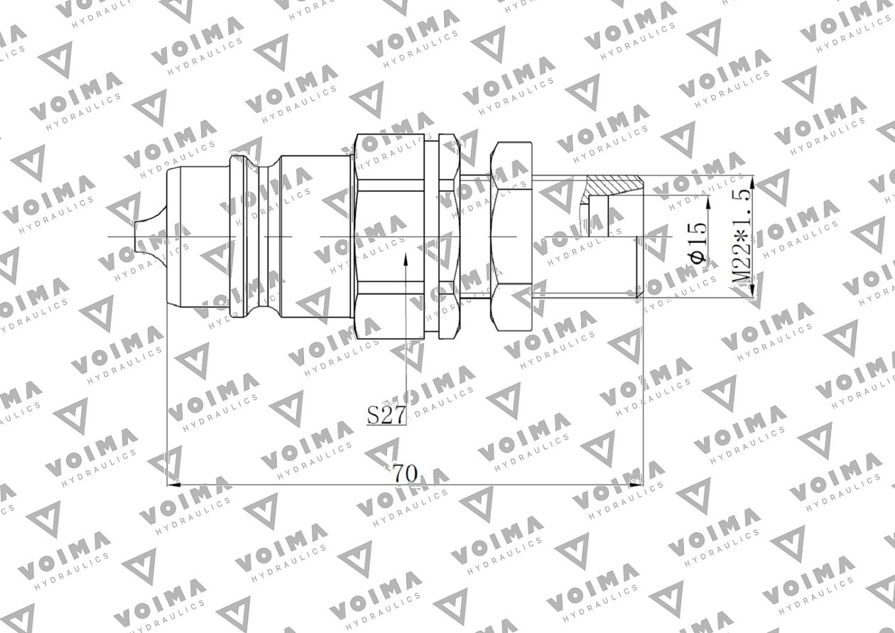 Szybkozłącze hydrauliczne wtyczka EURO M22x1.5 GZ long (9100822LW) VOIMA (opakowanie 50szt)