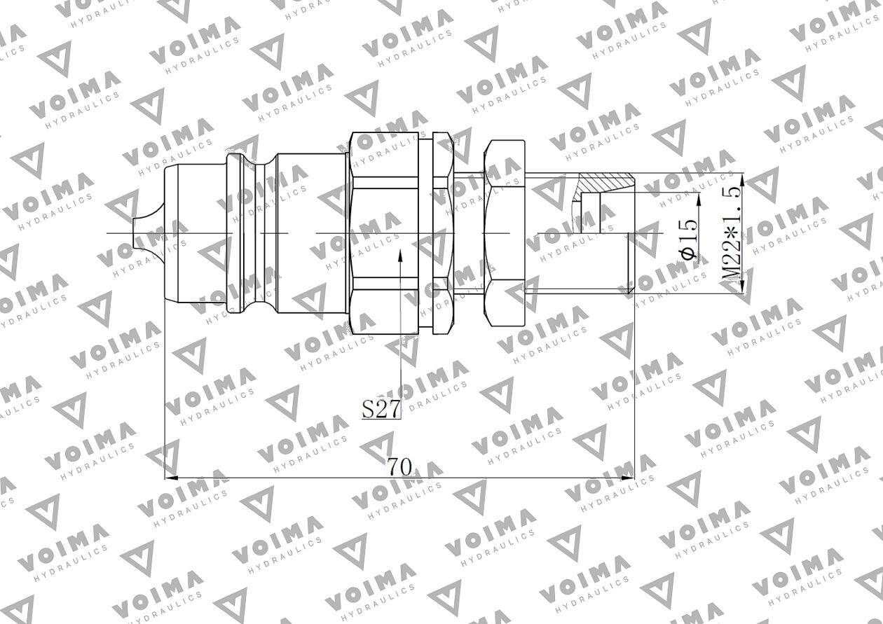Szybkozłącze hydrauliczne wtyczka EURO M22x1.5 GZ long (9100822LW) VOIMA