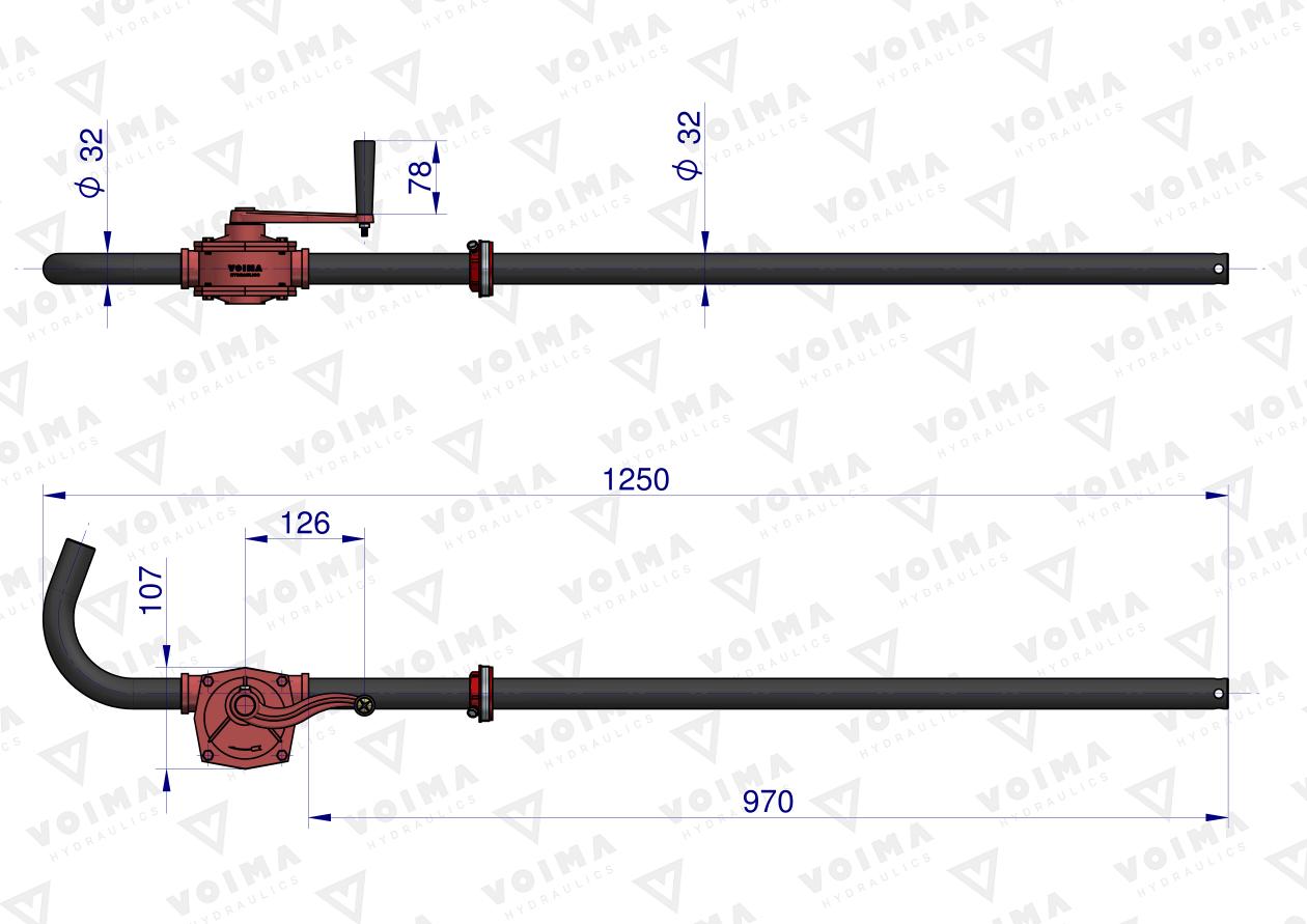 Pompa ręczna do oleju, paliwa, na korbę do beczki VOIMA