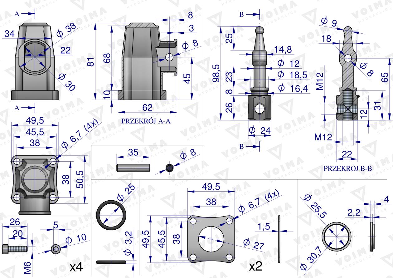 Kołpak rozdzielacza hydraulicznego górny do dźwigni 120L VOIMA