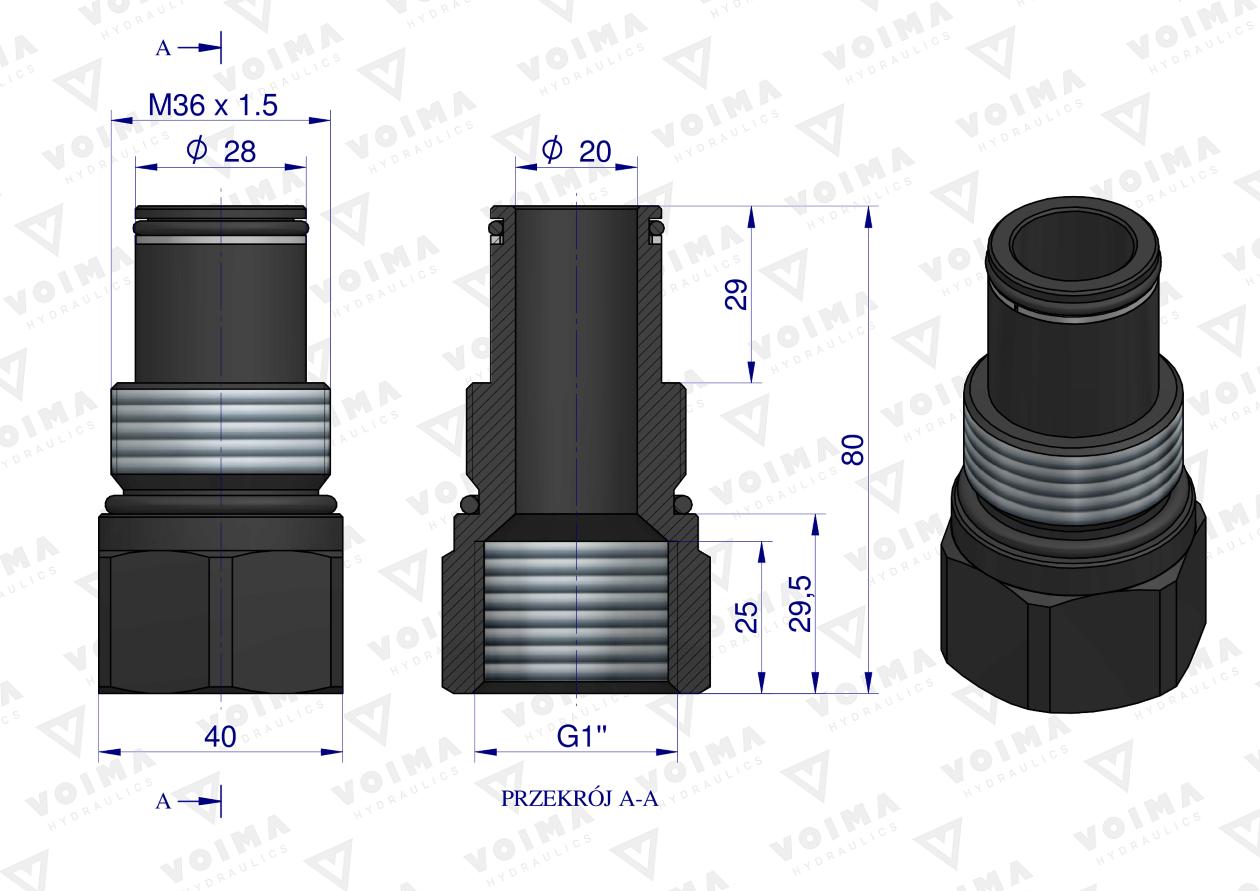 Tuleja ciśnieniowa łącząca rozdzielacze hydrauliczne 120L VOIMA
