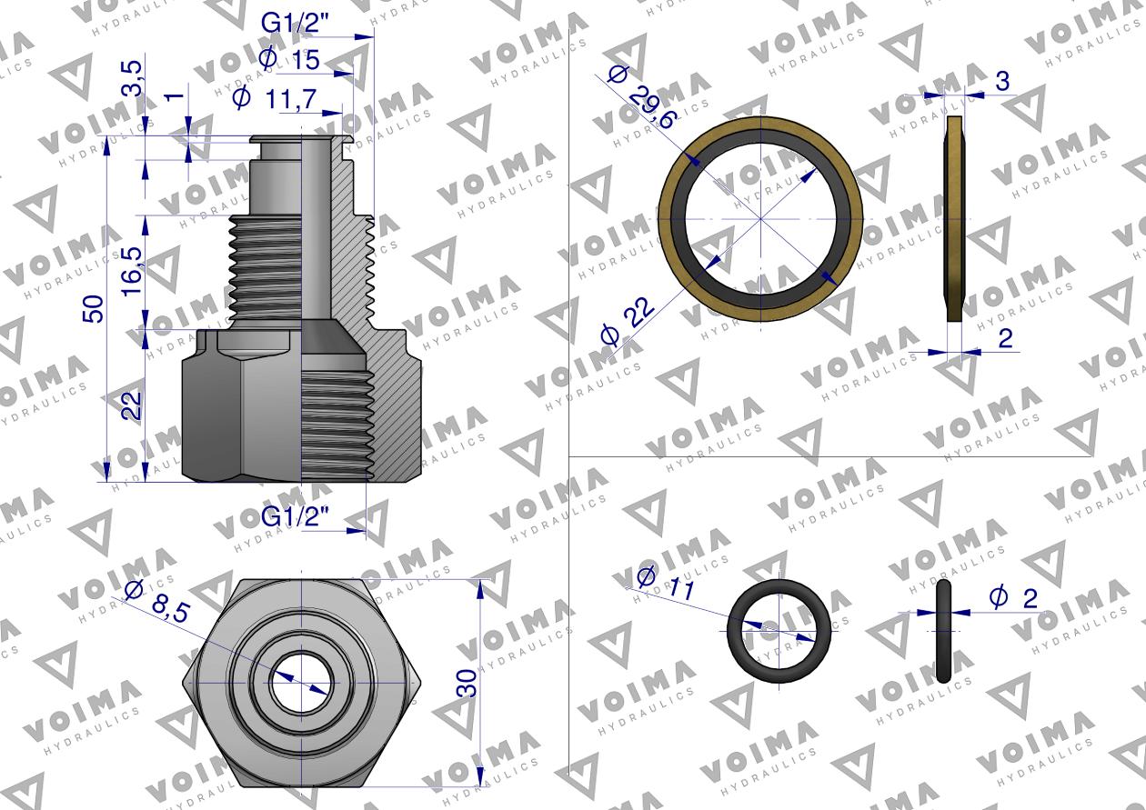 Tuleja ciśnieniowa łącząca rozdzielacze 40L VOIMA