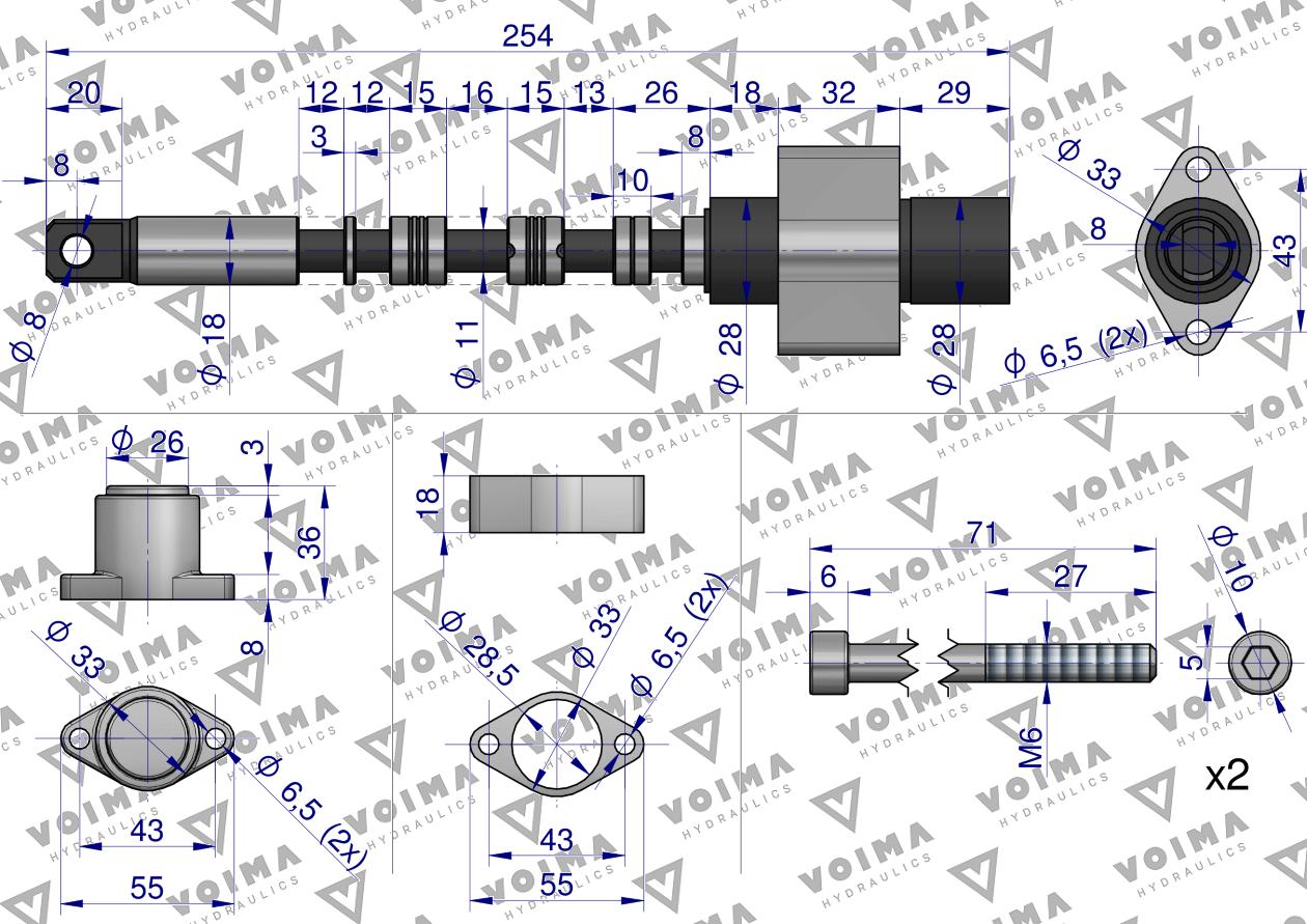 Suwak - kompletna sekcja pływająca z tylnym kołpakiem do rozdzielaczy 80L (zamienna z istniejącą sekcją pływającą) VOIMA