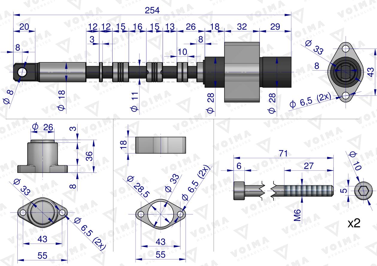 Suwak - kompletna sekcja pływająca z tylnym kołpakiem do rozdzielaczy 80L (zamienna z istniejącą sekcją pływającą) VOIMA