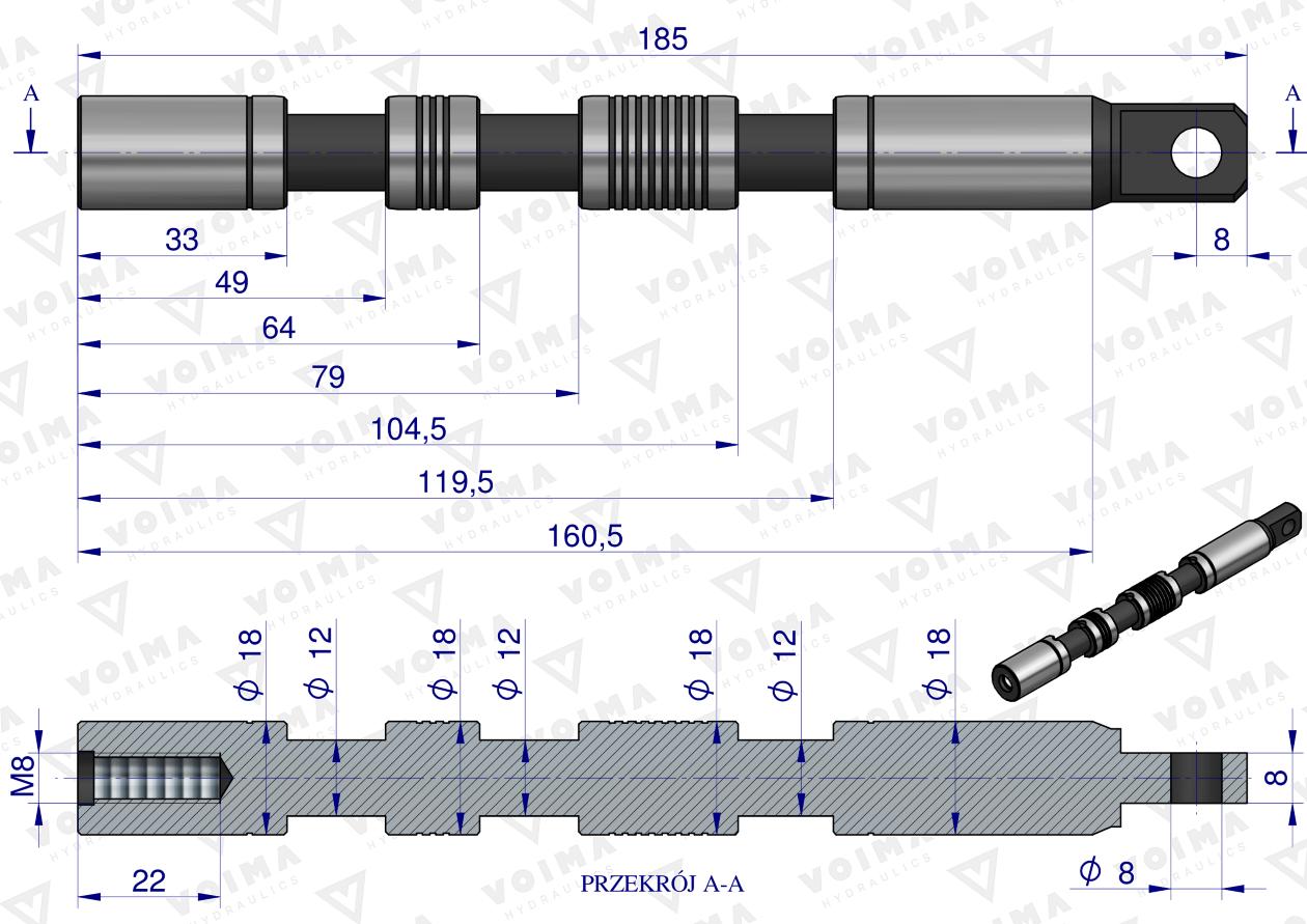 Suwak - do sekcji zwykłej (standardowej) rozdzielaczy hydraulicznych 80L VOIMA