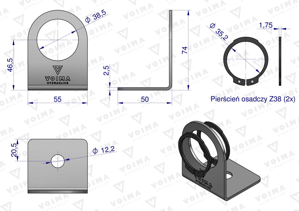 Uchwyt pojedynczy z pierścieniami segera dla szybkozłączy EURO Push-Pull VOIMA