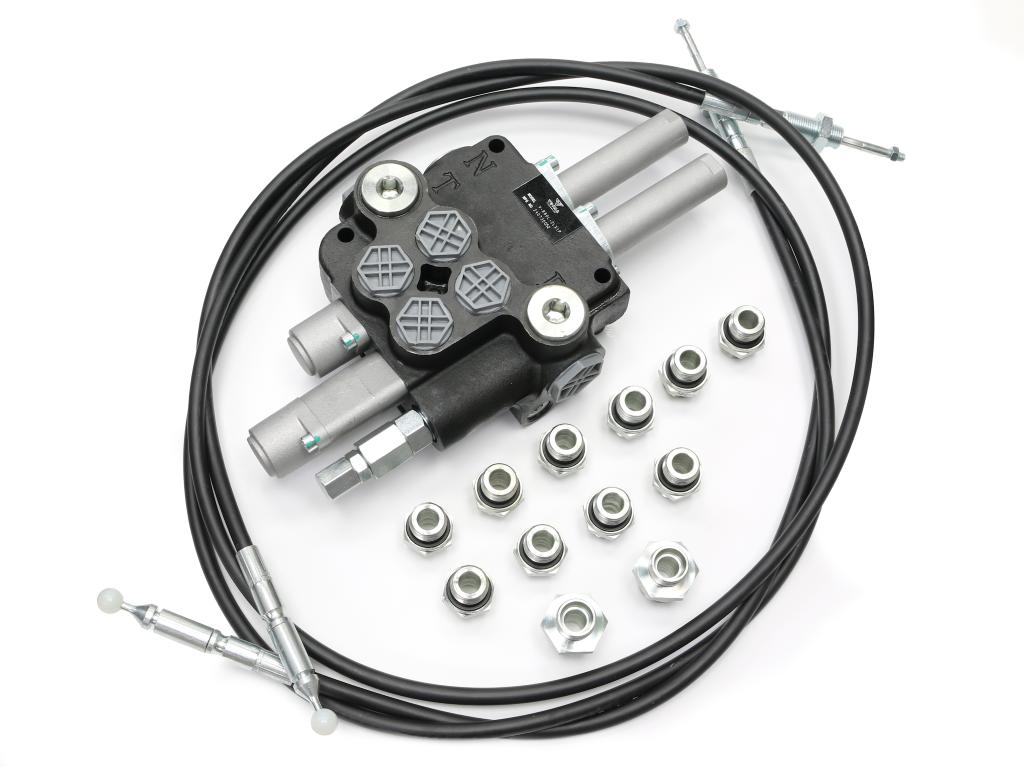 Zestaw (1 sekcja pływająca) do Ładowacz TUR -Rozdzielacz 80L 2-sekcyjny + Elektrozawór + Joystick z przyciskiem + Elementy złączne + Linki na kulkę 2000mm VOIMA