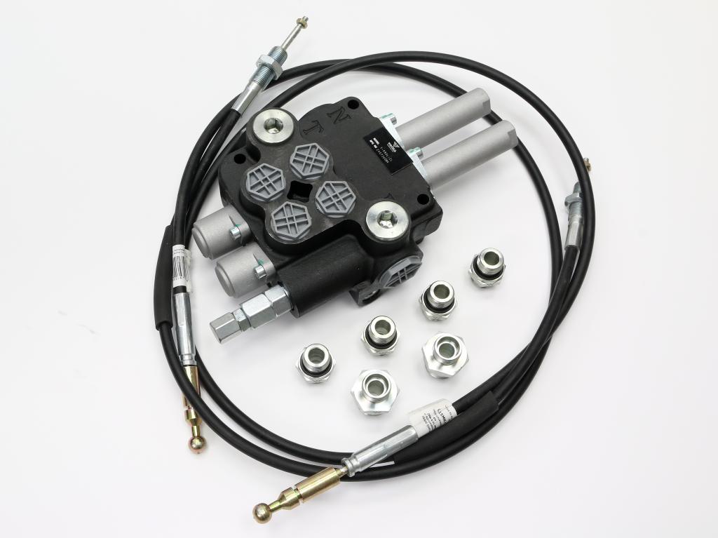 Zestaw do Ładowacz TUR -Rozdzielacz 80L 2-sekcyjny + Joystick z przyciskiem + Elementy złączne + Linki na kulkę 1500mm VOIMA