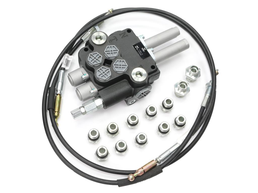 Zestaw do Ładowacz TUR -Rozdzielacz 80L 2-sekcyjny + Elektrozawór + Joystick z przyciskiem + Elementy złączne + Linki na kulkę 1500mm VOIMA