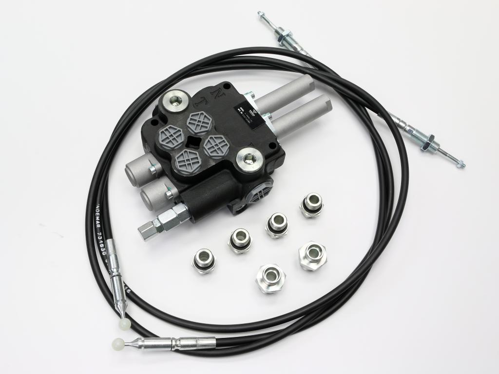 Zestaw do Ładowacz TUR -Rozdzielacz 80L 2-sekcyjny + Joystick z przyciskiem + Elementy złączne + Linki na kulkę 2000mm VOIMA