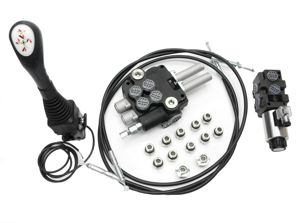 Zestaw do Ładowacz TUR -Rozdzielacz 80L 2-sekcyjny + Elektrozawór + Joystick z przyciskiem + Elementy złączne + Linki na kulkę 2000mm VOIMA