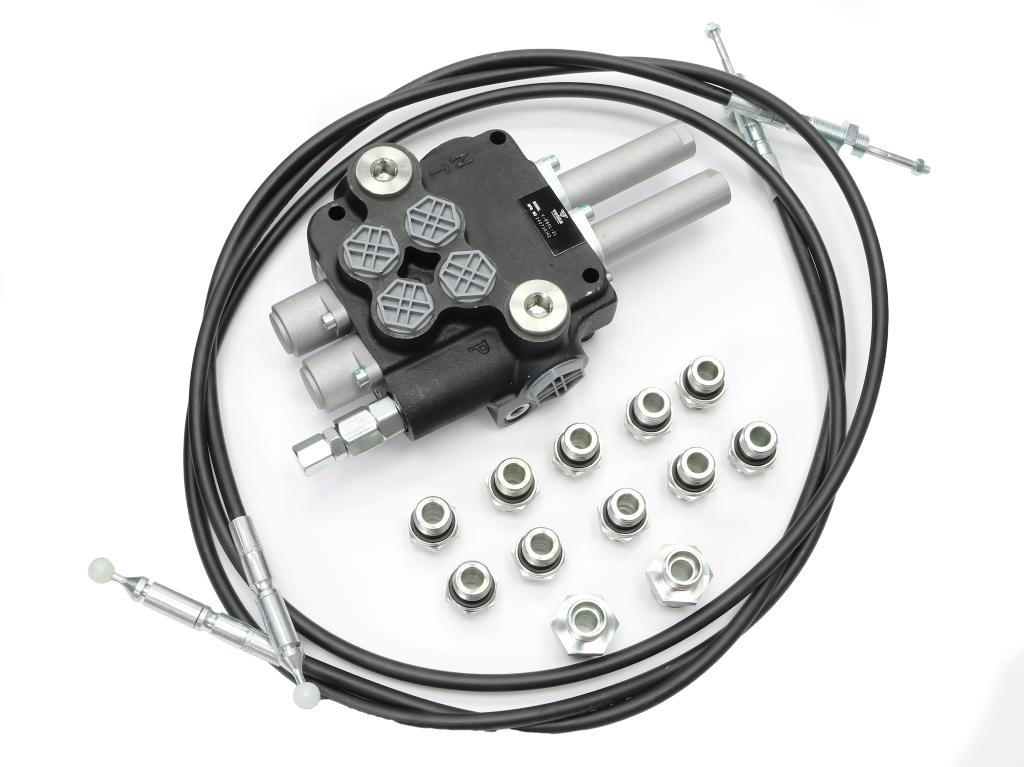 Zestaw do Ładowacz TUR -Rozdzielacz 80L 2-sekcyjny + Elektrozawór + Joystick z przyciskiem + Elementy złączne + Linki na kulkę 2000mm VOIMA